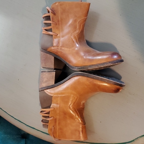 ETC!- Womens 2 toned Strappy Ankle boots Block Heel lace up back New! Sz.7 - Picture 9 of 10